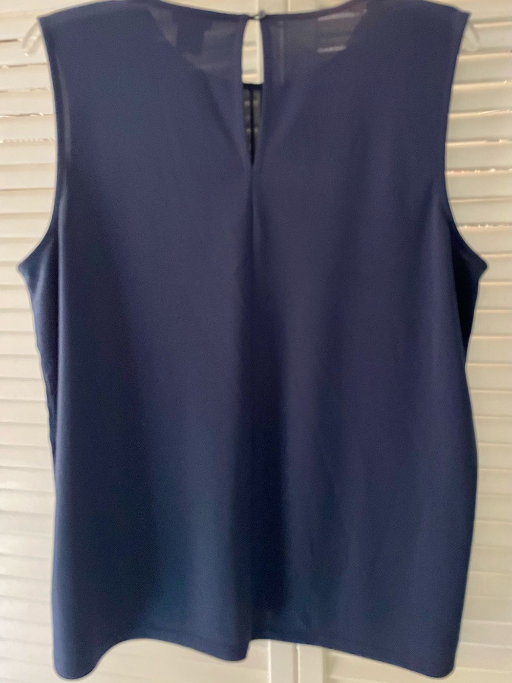 Ann Taylor Navy Ruffle Pintuck Sleeveless Blouse - Picture 2 of 3
